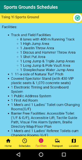 Sports Grounds Schedules Screen 3