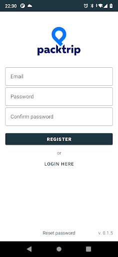 Android application Packtrip screenshort