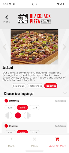 Screenshot of Blackjack Pizza
