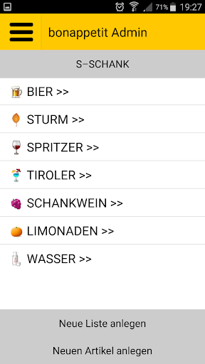 Android application bonappetit Admin screenshort