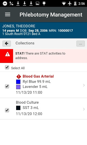 Phlebotomy Management Screen 3