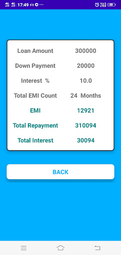 Vehicle Loan EMI Calculator Screen 3