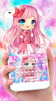 screenshot of Watercolor Cute Girl Keyboard Theme