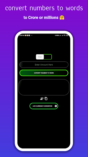 Android application Number to Currency Converter screenshort