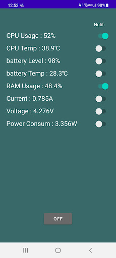 HW Indicator in Statusbar Screen 2