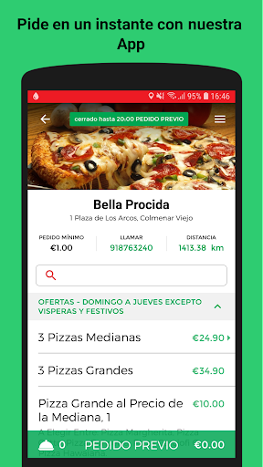 Android application Pizzería Bella Procida screenshort
