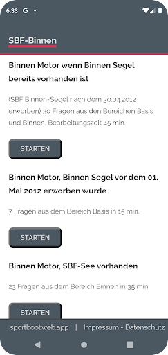 Android application SBF-Binnen screenshort