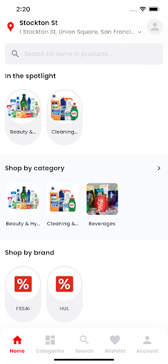 Android application kirana wholesale screenshort