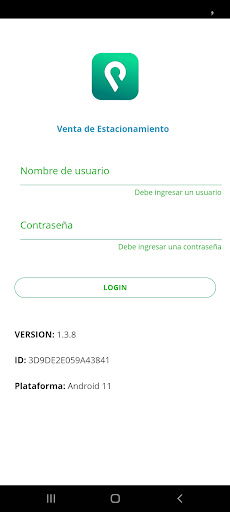 Android application Parking Digital VENTA screenshort