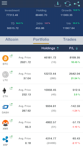 Bitcoin Portfolio & Altcoin Po Screen 2