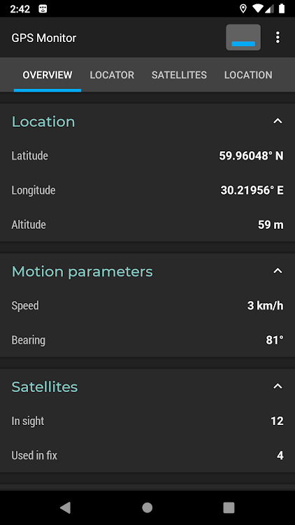 GPS Monitor: satellite data - 1.3.1 - (Android)