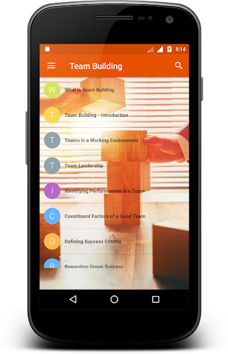 Android application Team Building screenshort