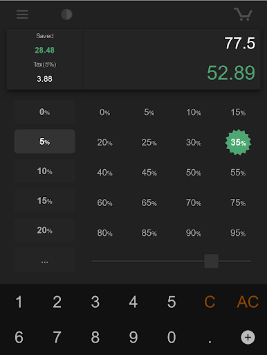 Screenshot of Shopping Percent Calculator