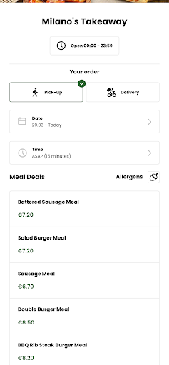 Milanos Takeaway Screen 2
