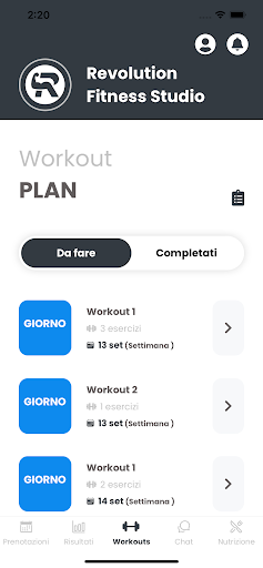 Android application Revolution Fitness Studio screenshort