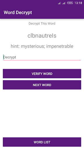Android application Word Decrypt screenshort