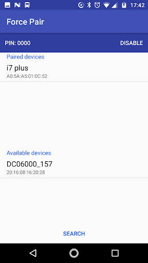 Android application Bluetooth Force Pin Pair (Conn screenshort