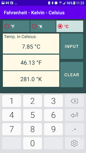 Fahrenheit - Kelvin - Celsius Screen 2