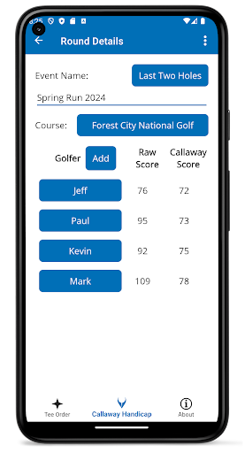 Cruncher: Callaway Handicap Screen 2