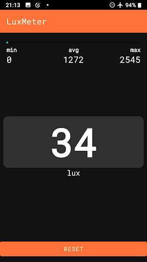 Android application LuxMeter screenshort