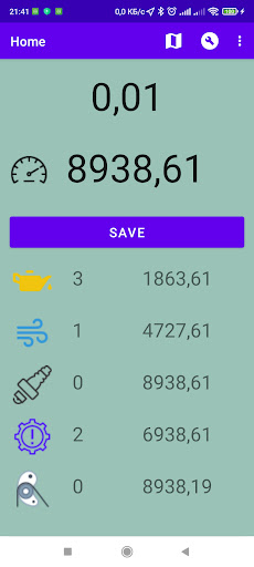 Android application ODOMETER screenshort