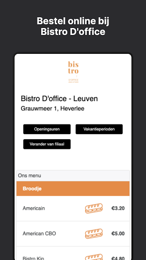 Android application Bistro d'Office screenshort