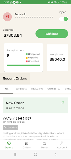 Android application YoYumm Merchant screenshort