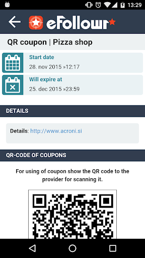 Android application eFollowr screenshort