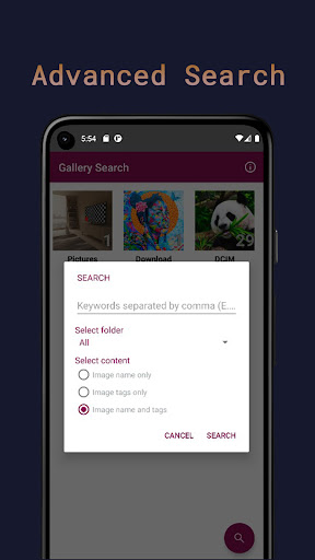 Android application gallery search screenshort