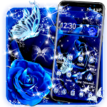 Cover Image of Download Blue Rose Raindrops Theme 1.1.4 APK