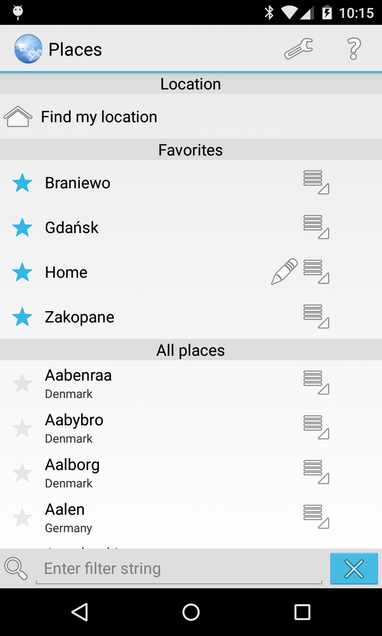 Android application Meteo - meteo.pl reader screenshort