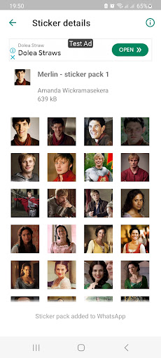 Merlin Stickers Screen 2