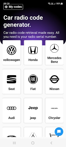 Android application Car Radio Codes Generator screenshort