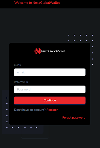 Android application nexaglobalwallet screenshort
