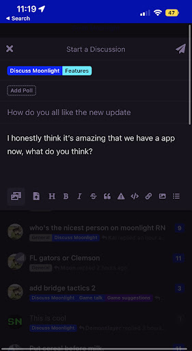 Moonlight Game Forums Screen 3