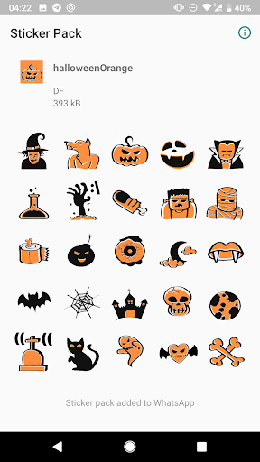 Android application Halloween Stickers to WhatsApp screenshort