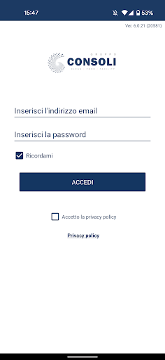 Android application Gruppo Consoli CRM screenshort