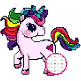Unicorn Pony Color By Number - Unicorn Pixel Art icon