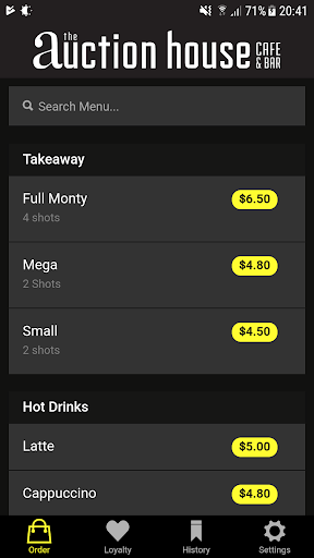 Android application The Auction House Cafe screenshort