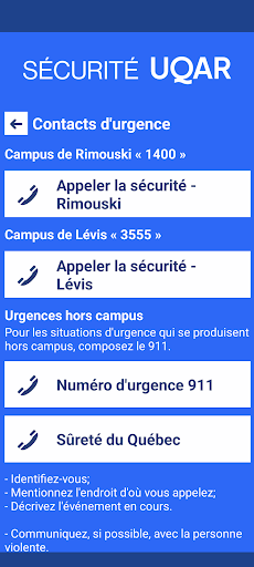 Sécurité UQAR Screen 2