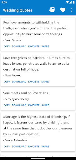 Android application Wedding Sayings and Quotes screenshort