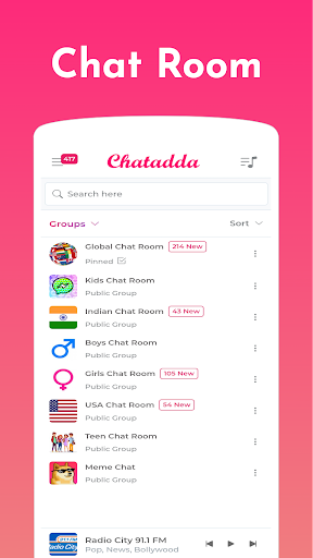 Android application ChatAdda Messenger: Chat Rooms screenshort