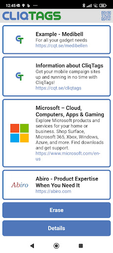Android application CliqTags Nearby screenshort