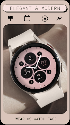 Android application Pink pastel analog watch face screenshort