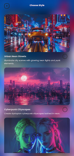 Screenshot of Neon Art - AI Art Generator