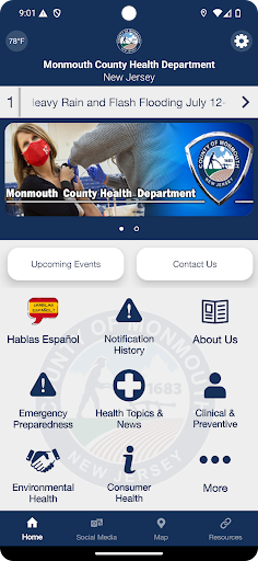 Android application Monmouth County Health Dept screenshort