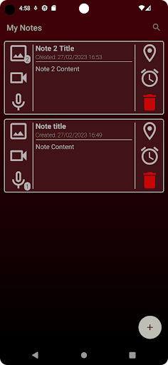 Android application Notes Attach screenshort