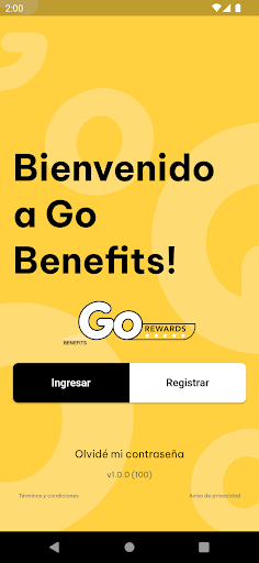 Android application Go Benefits Rewards screenshort