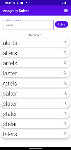 Anagram Solver Screen 2