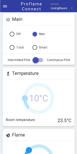 Android application Proflame Connect screenshort